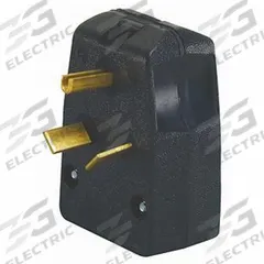 LEVITON Straight Blade Plug: 10-30P/10-50P, 125/250V AC, 30 A_50 A, 3 Pole, 3 Blade, Black (MPN 287-E)