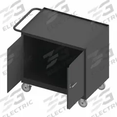 DURHAM MFG Mobile Cabinet Workbench: 36 in x 24 in, Steel, 1,200 lb Overall Load Capacity, Gray (MPN 3112-95). Key specifications — Included Components: Handle on Side; Assembly: Fully Assembled; Brand: DURHAM MFG.
