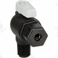 PARKER Manual Two-Way Ball Valve: 1/4 in, Polypropylene, Angle, Sweat x MNPT, Full Port Ball Port (MPN FTPPB4VME4). Key specifications — Brand: PARKER; Handle: Lever.