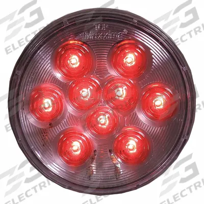 MAXXIMA Stop/Turn/Tail Light: LED, Stop Light, Clear/Red, Round, 4 1/4 in Overall Dia - Stop Lights