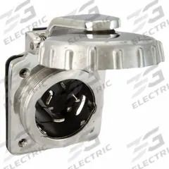 HUBBELL Locking Inlet: Non-NEMA, Silver, 125/250V AC, 50 A, 3 Pole, 4 Blade (MPN HBL504SS). Key specifications — Voltage Rating: 125/250V AC; Brand: HUBBELL.