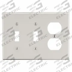 HUBBELL Wall Plate: 3 Gang, Almond, Std Size (MPN P28LA). Key specifications — Brand: HUBBELL; Material: Polycarbonate.