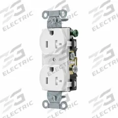 BRYANT Receptacle: Duplex, 5-20, White, 125V AC, 20 A, 2 Pole / 3 Wire (MPN CRS20WTR)