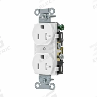 BRYANT Receptacle: Duplex, 5-20, White, 125V AC, 20 A, 2 Pole / 3 Wire (MPN CRS20WTR) - General Purpose Receptacles