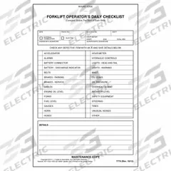 JJ KELLER Forklift Inspection Book: Operator Daily Checklist (MPN 7779). Key specifications — Product Type: Operator Daily Checklist; Manufacturer Part Number: 7779; Brand: JJ KELLER.