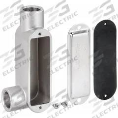 Conduit Outlet Body: Stainless Steel, 2 in Trade Size, LL Body, 71 cu in Body Capacity, Threaded Hub (MPN S62000LL00). Key specifications — Finish: Polished; For Use With: Threaded; Brand: CALBRITE; Hub Style: Threaded.
