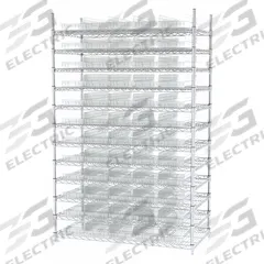 AKRO-MILS Bin Shelving: 48 in x 24 in x 74 in, 1 Sided, 60 Bins, Open, Shelf Bin, Clear, 12 Shelves (MPN AWS244830184SC). Key specifications — Includes Bins: Yes; Bin Material: Polymer; Frame Color: Silver; Bin HxWxD: (60) 4 in x 8-7/8 in x 23-5/8 in; Frame Material: Steel; Bin Color: Clear; Bin Style: Shelf; Brand: AKRO-MILS.