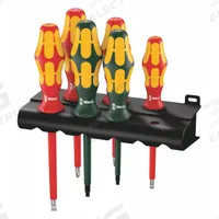 WERA Insulated Screwdriver Set: 1-10 Pieces, 6 Pieces, Phillips/Slotted/Square Tip, Ergonomic Grip (MPN 05347777001). Key specifications — attr1205274: WERA; attr1205269: 1/32 in.
