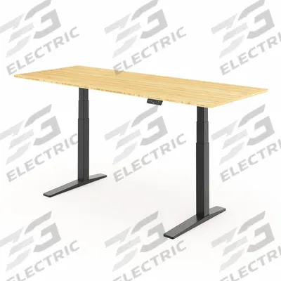 FLEXISPOT Standing Desk: Tan, Bamboo, 78 in Overall Wd, 30 in Overall Dp - Electric Adjustable-Height Desks