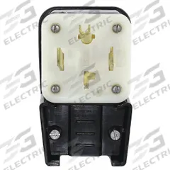 LEVITON Straight Blade Plug: 14-30P, 125/250V AC, 30 A, 3 Pole, 4 Blade, Black (MPN 9432-P)