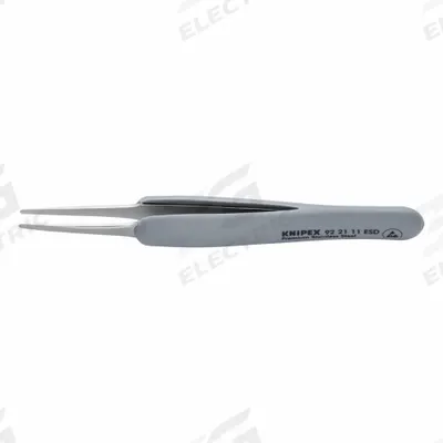 KNIPEX Precision Tweezers: Stainless Steel, Round, Straight Tip - ESD-Safe Tweezers