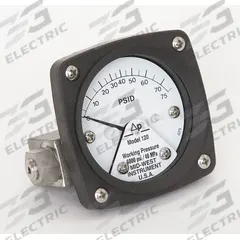 MIDWEST INSTRUMENT Differential Pressure Gauge: Back, 1/4 in NPT Female, ±3-2-3% Gauge Accuracy, 120 (MPN 120-SA-00-OO-75P). Key specifications — Sensor Type: Piston; Series: 120; Housing Material: 316L Stainless Steel; Certificate of Calibration: Not Included; Gauge Accuracy: ±3-2-3%.