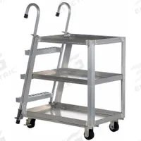 APPROVED VENDOR Vertical-Access Utility Cart: 660 lb, 36 in L x 22 in W Shelf, 14 in Between Shelves (MPN SPA3-2236). Key specifications — Caster Wheel/Tread Material: Rubber; Brand: APPROVED VENDOR; Caster/Wheel Configuration: (2) Swivel with Brake.