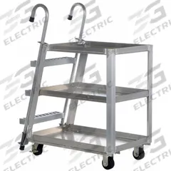 APPROVED VENDOR Vertical-Access Utility Cart: 660 lb, 36 in L x 22 in W Shelf, 14 in Between Shelves (MPN SPA3-2236). Key specifications — Caster Wheel/Tread Material: Rubber; Brand: APPROVED VENDOR; Caster/Wheel Configuration: (2) Swivel with Brake.