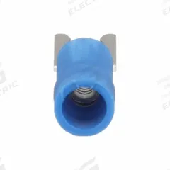 PANDUIT Fork Terminals: Blue, Vinyl, #6 Stud Size, 18 AWG – 14 AWG Wire Range, Locking Fork, 600 V (MPN PV14-6LF-C). Key specifications — Barrel Style: Funnel Entry; Manufacturer Part Number: PV14-6LF-C; Brand: PANDUIT; Series: EV14.