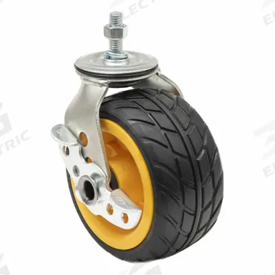 ROCK N ROLLER Caster: 500 lb Load Capacity, Aluminum/Rubber/Steel, Yellow - Hand Truck Wheels, Bearings, Brakes & Axles