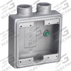 APPLETON ELECTRIC Electrical Box: Iron, Rectangular, 2 Gangs, 3/4 in Hub Size, 32 cu in Capacity (MPN FSS-2-75). Key specifications — Color: Gray; Brand: APPLETON ELECTRIC.