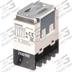 OMRON Enclosed Power Relay: Bracket Mounted, 25 A Current Rating, 200/240V AC, DPST-NC/DPST-NO (MPN G7J-2A2B-B-W1-AC200/240). Key specifications — Brand: OMRON; Base Type: Square; Mounting Style: W-Bracket; Electrical Connection: Screw Terminal; Manufacturer Part Number: G7J-2A2B-B-W1-AC200/240; Operating Current: 25 A at 220V AC (Resistive Load NO); Series: G7J Series; Relay Bracket Type: W-Bracket (Sold with Relay).