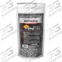 RUST-OLEUM Floor Chips: Black/Gray/White, 0.002 lb/sq ft Coverage Area, Interior, 1 lb Container (MPN 205179). Key specifications — Additive Type: Floor Coating Additive; Brand: RUST-OLEUM; Base Type: Vinyl; Color: Black/Gray/White; Use Location: Interior.