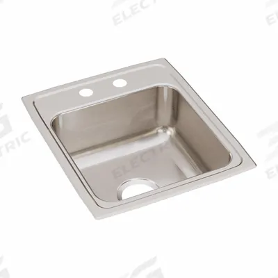 JUST MANUFACTURING Bowl Drop-In Sink: 20 in Overall Lg, 17 in Overall Wd, 7 5/8 in Bowl Dp - One-Bowl Counter-Mounted Kitchen & Bar Sinks without Faucets