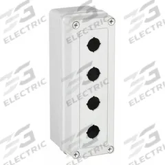 HOFFMAN Push Button Enclosure: 22mm, 4 Holes, Non-Metallic, NEMA 4X (MPN VM933-PBM4). Key specifications — Brand: HOFFMAN; Environments & Applications: Washdown-Corrosion-Resistant.