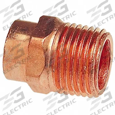 NIBCO Sweat Fitting Adapter: 1/2 in CTS x 3/8 in Pipe, Cup x MNPT, Wrot Copper (MPN 9030601) - Wrot Copper Tube Fittings