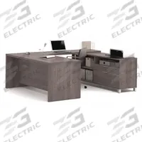BESTAR U-Shaped Office Desk: Bark Grey, 71 1/8 in Overall Wd, 89 in Overall Dp, Bark Grey (MPN 120861-47). Key specifications — Color: Bark Grey; Desktop Color: Bark Grey; Material: Particle Board; Product Material: Laminate Particle Board.