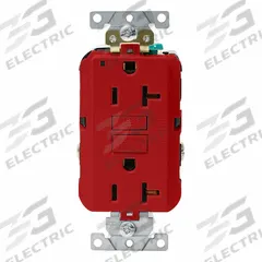 LEVITON Plugs and Receptacles: Duplex, 5-20, Red, GFCI, 125V AC, 20 A, 2 Pole / 3 Wire (MPN G5362-R)
