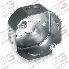 RACO Electrical Box: Steel, Steel Material & Nominal Size, Octagon, 1 Gangs, 1 1/2 in Box Dp (MPN 110). Key specifications — Brand: RACO; Bracket Style: Without Bracket; Clamp Style: Without Clamps.