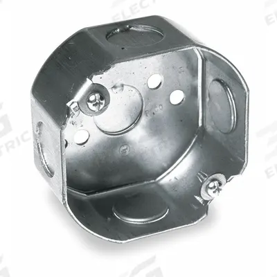 RACO Electrical Box: Steel, Steel Material & Nominal Size, Octagon, 1 Gangs - Ceiling Electrical Boxes