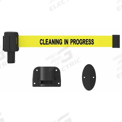 BANNER STAKES Retractable Belt Barrier: Anchors/Screws, 15 ft Belt Lg - Wall-Mount Retractable Belt Barriers