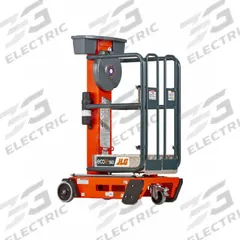 JLG Mobile Personnel Lift: Manual, Push-Around, 5 ft Elevated Platform Ht, 28 in x 24 in (MPN EcoLift50). Key specifications — attr1045274: JLG; attr1045277: Automatic Locking Brake.