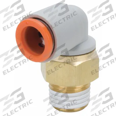 SMC Push-Fit Elbow Fitting: 3/8 in OD x 1/2 in Pipe Size, Push-to-Connect x MNPT - Polybutylene & Brass Tube Fittings