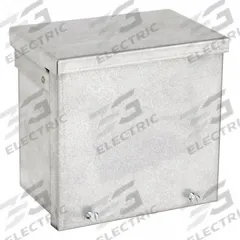 HOFFMAN Enclosure: Steel, 6 in x 6 in x 4 in, 3R, Solid Cover, Screw On, Included, Galvanized (MPN A6R64GV). Key specifications — Brand: HOFFMAN; Closure Method: Screws; Knockouts: Included.