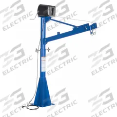 VESTIL Davit Crane: Steel, Electric, 1,500 lb Max. Load Capacity, 3.6 ft to 5.6 ft, Pedestal (MPN WTJ-E-15-3-AC). Key specifications — Material: Steel; Brand: VESTIL; Included Base Type: Pedestal; Body Material: Steel.