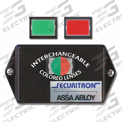 SECURITRON Exit Push Button: 4 1/2 in Ht, 5/8 in Dp, 3 in Wd, ADA Compliant, Green/Red - Push-to-Exit Buttons