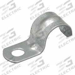 Conduit & Pipe Strap Clamp, One-Hole: 1 in Trade Size, Steel, EMT (MPN 2084). Key specifications — Manufacturer Part Number: 2084; Color: Gray; Compatible Conduit Trade Size: 1 in; Compatible Conduit Type: EMT; Compatible Nominal Conduit/Pipe Size: 1 in; Compatible Pipe Size: 1 in; Finish: Electroplated; Flange Thickness: 1-11/64 in.