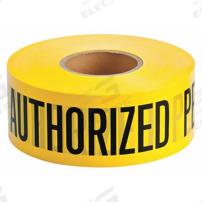 APPROVED VENDOR Barricade Tape: 1,000 ft Lg, 3 in Wd, Authorized Personnel Only Legend - Restricted Access Messaging Barrier Tape