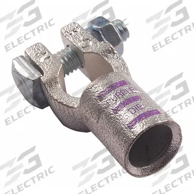 WESTWARD Battery Terminal: Straight, Crimp, 3/0 ga, Purple Color, Negative, Copper - Straight Alignment