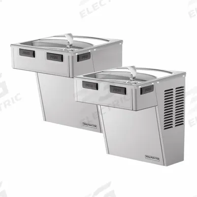 HALSEY TAYLOR Bi-Level Drinking Fountain: On-Wall, 38 in Ht, Front Pushbar/Side Pushbar - On-Wall Two-Level Drinking Fountains