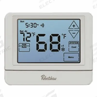 Robertshaw Low Voltage Thermostat: Heat and Cool, White, 7-Day, Touch Screen - Commercial Thermostats