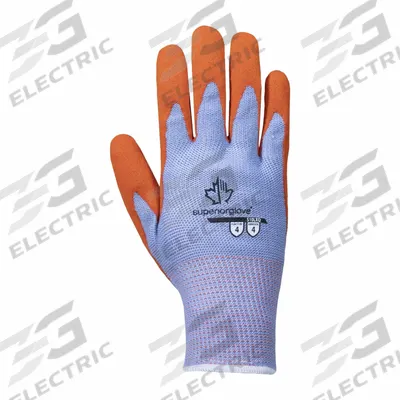 SUPERIOR GLOVE Knit Gloves: M ( 8 ), Rough, Latex, Palm, Dipped, ANSI Abrasion Level 4 - Knit Gloves with Latex Coating