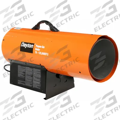 Dayton Portable Gas Torpedo Heater: 125,000 BtuH Heating Capacity Output - Direct-Fired Portable Gas Torpedo Heaters