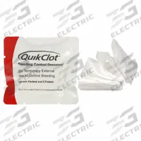 QUIKCLOT Bleeding Control Dressing: 4 yd Dressing Lg, 3 in Dressing Wd, Gauze, Sterile (MPN 30-0161). Key specifications — attr1002180: Not Water Resistant; attr1002179: Unitized; attr1002176: EN ISO 13485:2016; attr1002155: 30-0161; attr1002172: Packet; attr1002174: Bleeding Control Dressing; attr1002177: Sterile; attr1025055: Clotting Agent Included.