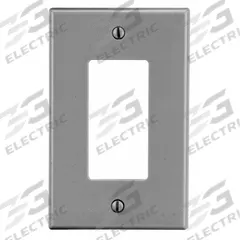 HUBBELL Wall Plate: Decorator-Rocker, 1 Gang, Gray, Std Size (MPN P26GY). Key specifications — Brand: HUBBELL; Material: Polycarbonate.