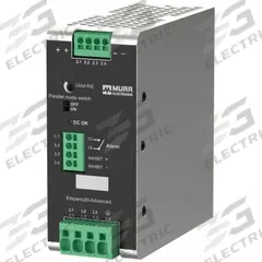 MURRELEKTRONIK DC Power Supply: DIN Rail, 240 W Output Power - Rated, 5.3 A Current - Output (MPN 9000-17333-0921110). Key specifications — attr1044898: Three; attr1044874: Aluminum; attr1044879: 342 to 575V AC; attr211400: MURRELEKTRONIK.
