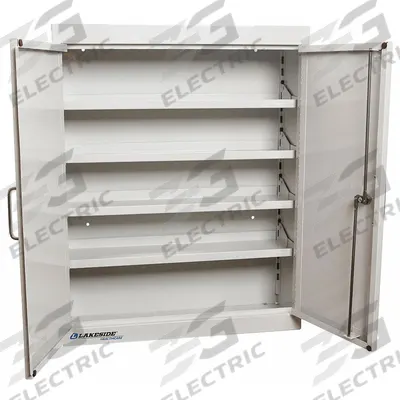 LAKESIDE Supply Cabinet: 24 in x 8 in x 30 in, 4 Shelves, 2 Doors, Keyed - Metal Wall-Mount Medical Cabinets