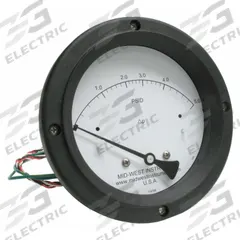 MIDWEST INSTRUMENT Differential Pressure Gauge & Switch: Back, 1/4 in NPT Female, 120, 4 1/2 in Dial (MPN 120AC-00-O-AA-5P). Key specifications — Sensor Type: Piston; Series: 120; Housing Material: Aluminum; Certificate of Calibration: Not Included; Gauge Accuracy: ±3-2-3%.