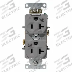 LEVITON Duplex Receptacle Outlet: Duplex, 5-20, Gray, 125V AC, 20 A, 2 Pole / 3 Wire (MPN WBR20-GY)