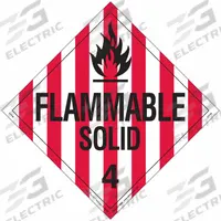 LABELMASTER Flammable Solid Placard: Flammable Solid, 10 3/4 in x 10 3/4 in, Vinyl, 25 Labels, 25 PK (MPN Z-PVM). Key specifications — Brand: LABELMASTER; Message: Flammable Solid.